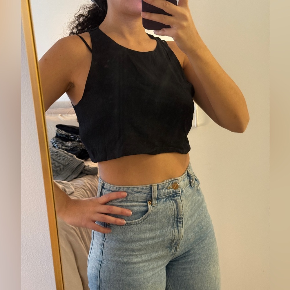 Zara Black Sleeveless Crop Top